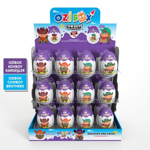 Ozibox Kovboy Kardeşler 20Gr. Çikolatalı Sürpriz Yumurta 24*8 (192 Adet)