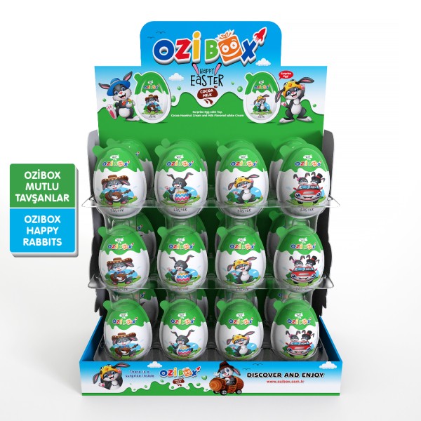 Ozibox Mutlu Tavşanlar 20Gr. Çikolatalı Sürpriz Yumurta 24*8 (192 Adet)