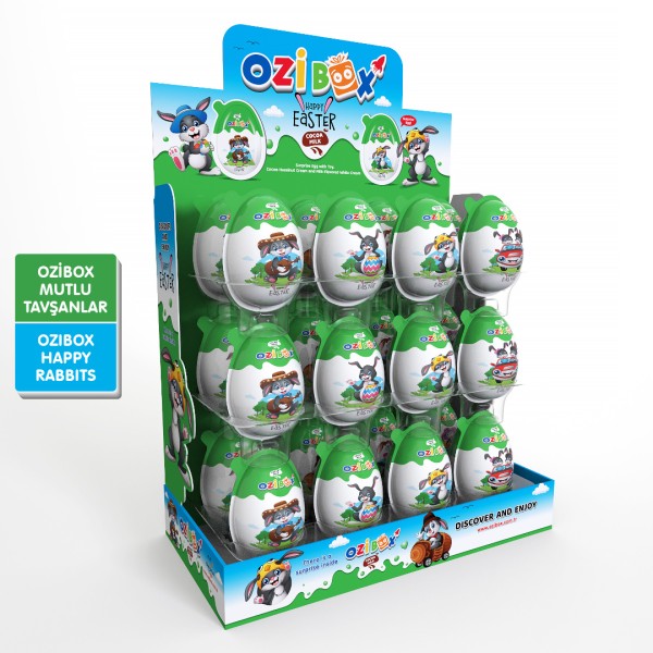 Ozibox Mutlu Tavşanlar 20Gr. Çikolatalı Sürpriz Yumurta 24*8 (192 Adet)