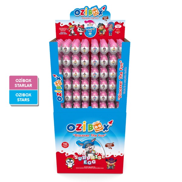 Ozibox Starlar 20Gr. Çikolatalı Stant Sürpriz Yumurta 192 Adet.